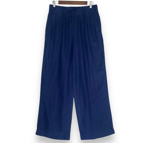Tommy Bahama Linen Pants Wide Leg Pull On Coastal Beach Resort Lagenlook Blue S‎ - Picture 1 of 12